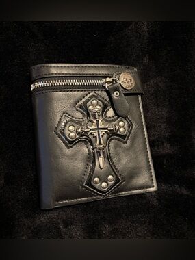 Budded Cross PU Leather Skull Wallet Gothic